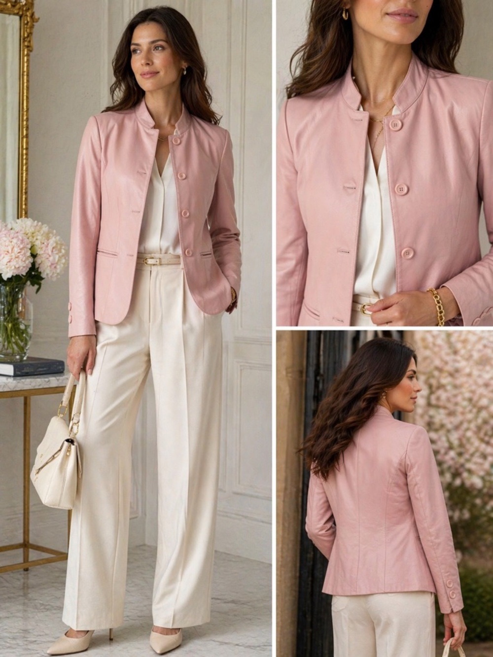 Caslon Genuine Soft Leather Jacket | Blush Pink | Luxe Spring Blazer | M